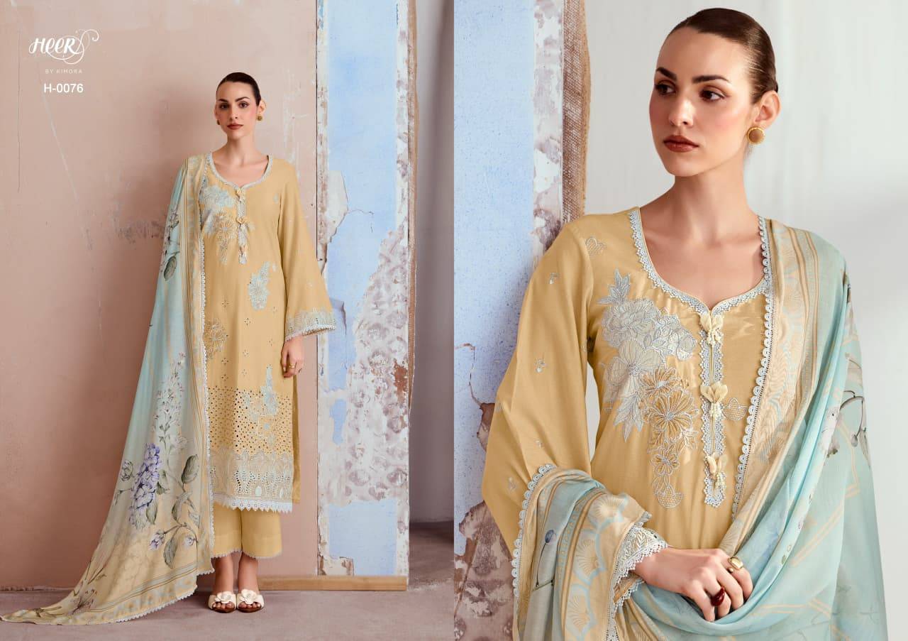 Crimson cotton vol-251 by Heer 0071 to 0076 series Beautiful Fancy Stylish Colourful casual Pure cotton lawn Dresses At Wholesale Price